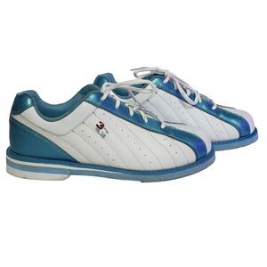 3G Kicks SK400 Women's Bowling Shoes White Blue Faux Leather Lace Up 8.5